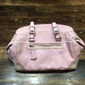 Petal Pink and grey Coach hand bag